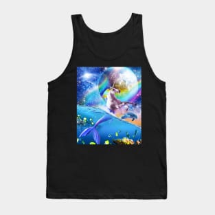 Rainbow Space Mermaid Unicorn, Mermicorn, Dolphin Tank Top